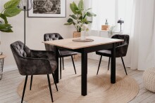 Esstisch >Coburg< ausziehbar 120cm, Artisan Eiche / schwarz - 80/120x76,5x80cm (BxHxT)