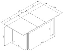 Esstisch >Coburg< ausziehbar 180cm, Artisan Eiche / Schwarz - 140/180x76,5x80 (BxHxT)