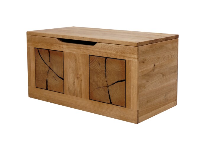 Truhenbank >KM-0660< in braun aus Wildeiche massiv geölt - 80x40x40cm (BxHxT)