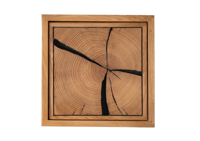 Wandregal >KM-0660< in braun aus Wildeiche massiv geölt - 34x34x19,5cm (BxHxT)