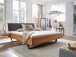 Bett >BE-0573< in braun aus Wildeiche massiv geölt - 165x95x213cm (BxHxT)