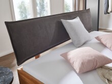 Bett >BE-0573< in braun aus Wildeiche massiv geölt - 205x95x213cm (BxHxT)