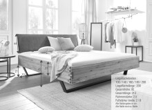 Bett >BE-0573< in braun aus Wildeiche massiv geölt - 205x95x213cm (BxHxT)