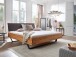 Bett >BE-0573< in braun aus Wildeiche massiv geölt - 205x95x213cm (BxHxT)