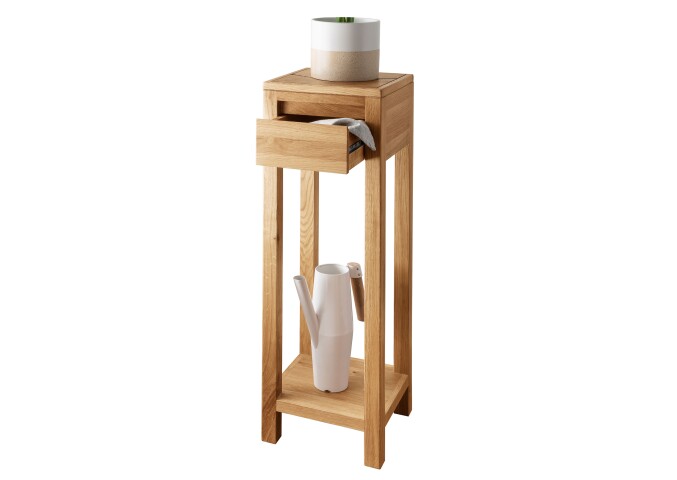 Beistelltisch >KM-0660< in braun aus Wildeiche massiv geölt - 30x90x31cm (BxHxT)