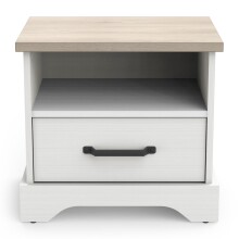 Nachtkommode >Cottage< in weiß/Eiche Kronberg - 47,3x43,7x35,3cm (BxHxT)