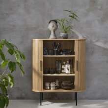 Highboard >Nerja< in Eiche furniert - 100x118x45 (BxHxT)