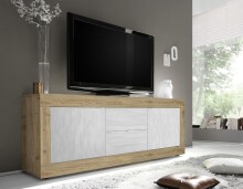 TV-Board >Belinda< in Eiche Cadiz / Weiss -...