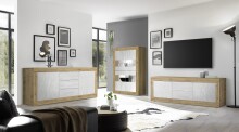 TV-Board >Belinda< in Eiche Cadiz / Weiss - 210x66x43cm (BxHxT)