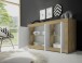 Sideboard >Belinda< in Eiche Cadiz / Weiss - 160x86x43cm (BxHxT)