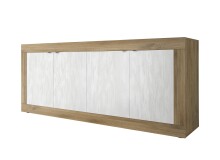 Sideboard >Belinda< in Mercure Holzstruktur / Weiss - 207x86x43cm (BxHxT)