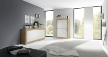 Sideboard >Belinda< in Eiche Cadiz / Weiss - 207x86x43cm (BxHxT)