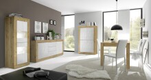 Sideboard >Belinda< in Eiche Cadiz / Weiss - 210x86x43cm (BxHxT)