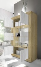 Vitrine >Belinda< in Eiche Cadiz / Weiss - 102x162x43cm (BxHxT)
