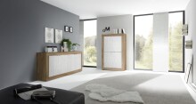 Highboard >Belinda< in Mercure Holzstruktur / Weiss - 102x162x43cm (BxHxT)