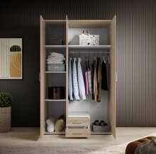 Kleiderschrank >Paul< in Eiche Sonoma Nachbildung - 120x195x55cm (BxHxT)