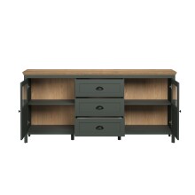 Kommode >Stanton< in Tannengrün / Eiche - 184x86x45cm (BxHxT)