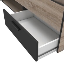 Bett >Michigan< in Sonoma Eiche/schwarz aus Holzwerkstoff - 145x74x195cm (BxHxT)