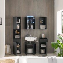 Badkommode >Spice< in Schwarz matt aus Holzwerkstoff - 40x85x32cm (BxHxT)