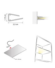LED Glaskantenbeleuchtung >Hartford< in Kaltweiss - 6x1,1x2,2 (BxHxT)