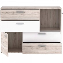Sideboard >Saxe< in Sandeiche /Weiss - 125x95,9x41,3cm (BxHxT)