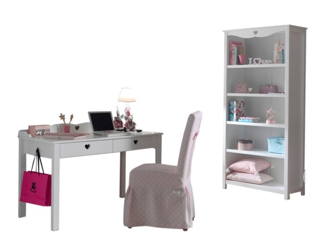 Jugendzimmer-Set >AMORI< in Weiß aus Massiv Kiefer und MDF