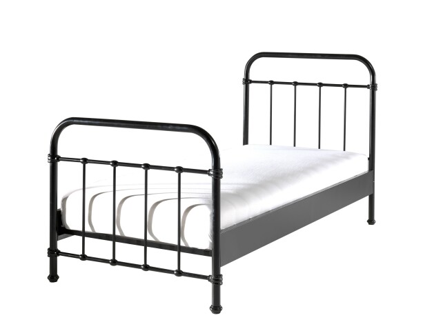 Metallbett >NEW YORK< in Schwarz aus Metall - 210x111x98cm (BxHxT)