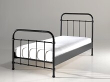 Metallbett >NEW YORK< in Schwarz aus Metall - 210x111x98cm (BxHxT)