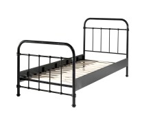 Metallbett >NEW YORK< in Schwarz aus Metall - 210x111x98cm (BxHxT)