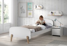 Wandregal >KIDDY< in weiß aus Massiv Kiefer und MDF - 65x25x22cm (BxHxT)
