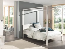 Himmelbett >PINO< in Kiefer massiv weiß...