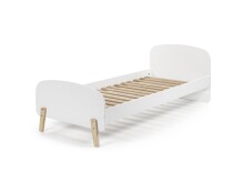 Kinderbett >KIDDY< in weiß aus Massiv Kiefer und MDF - 205,5x72,5x95cm (BxHxT)