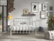 Metallbett >BRONXX< in Weiss matt aus Metall - 146,5x110x207cm (BxHxT)