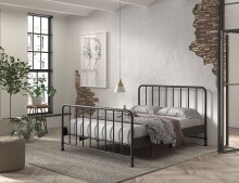 Metallbett >BRONXX< in Schwarz matt aus Metall -...