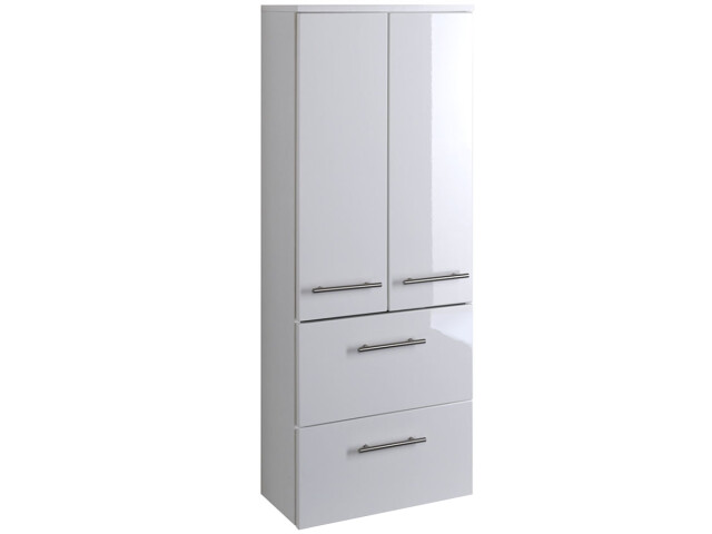 Midischrank >Parma< in Weiß/Hochglanz aus MDF - 50x130x27cm (BxHxT)