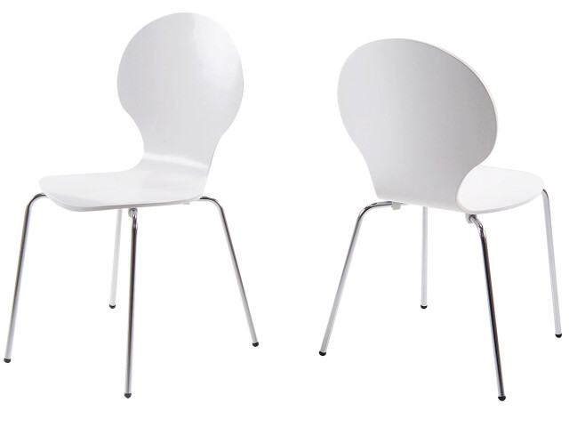 Stapelstuhl >Marcus< in Weiß aus MDF - 49x87x53cm (BxHxT)