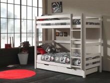 Etagenbett >PINO< in Kiefer massiv weiss lackiert -...
