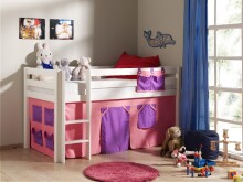 Spielbett >PINO< in Kiefer massiv weiss lackiert -...