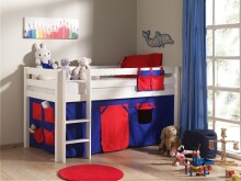 Spielbett >PINO< in Kiefer massiv weiss lackiert -...