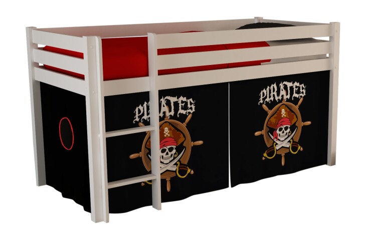 Spielbett >PINO< in Kiefer massiv weiss lackiert - 210x114x106 (BxHxT)