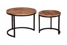 Couchtisch >IRON< in braun / schwarz aus Massivholz / Metall - 58x45x58 (BxHxT)