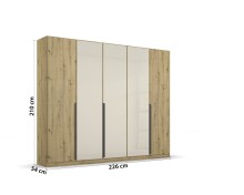 Drehtürenschrank >Artemis< in Eiche Artisan / Glas champagne - glä