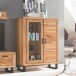 Stauraumvitrine >Tom-I< in Wildeiche / schwarz - 110x140x40 (BxHxT)