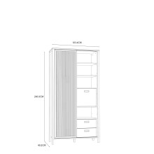 Highboard >Jecho< in Mauvella Eiche / Schwarz - 103,4x200,3x40,2cm (BxHxT)