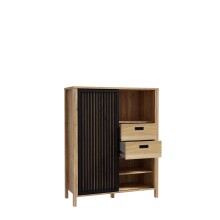 Kommode >Jecho< in Mauvella Eiche / Schwarz - 103,4x129,9x40,2cm (BxHxT)