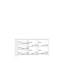 Sideboard >Jecho< in Mauvella Eiche / Schwarz - 174,8x91,5x40,2cm (BxHxT)
