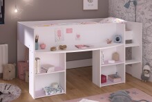 Kinderbett >Pirouette 1< in Weiss mit rose oder grau abgesetzt