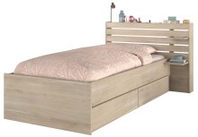 Einzelbett >Escale 1< in Japanische Eiche - 217x122x89cm (LxBxH)