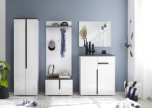 Garderobenschrank >Boston< in Weiß hochglanz - 60x197x38cm (BxHxT)