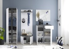 Garderobenschrank >Boston< in Weiß hochglanz - 60x197x38cm (BxHxT)